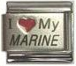 Red heart laser - I love my Marine - 9mm Italian charm - Click Image to Close